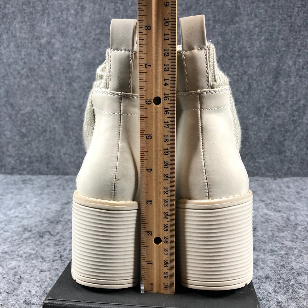 Steve Madden Wedge Booties Women's 9 Ivory Faux Leather Paisley Zip Up Boots - Picture 7 of 14